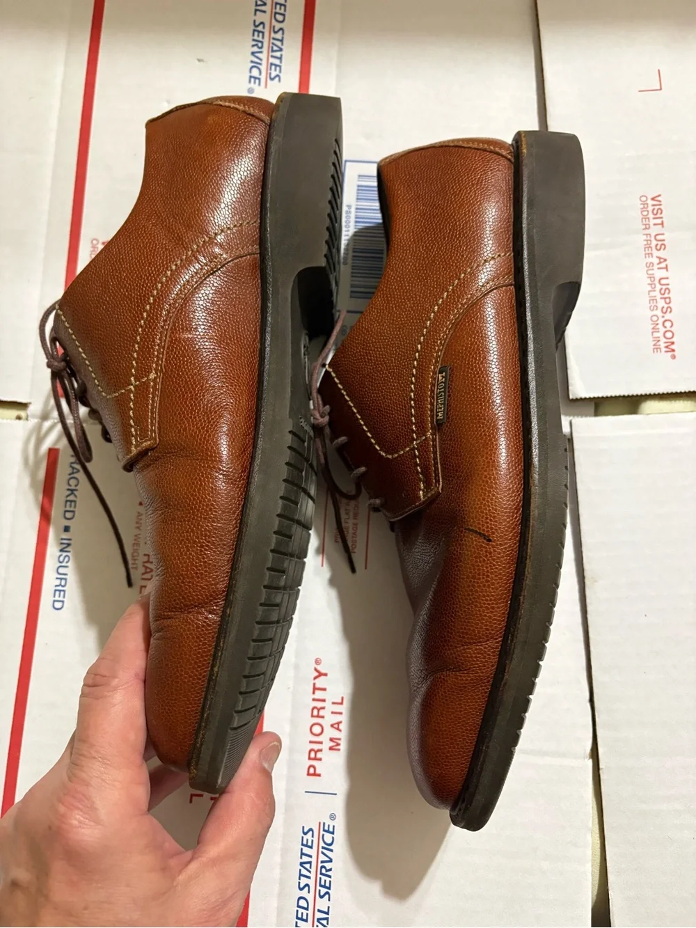 Mephisto Men's Cognac Brown Leather goodyear welt Oxford Shoes